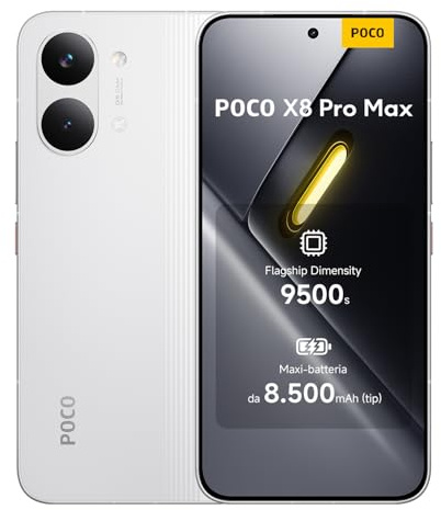 XIAOMI Poco X8 Pro Max Smartphone 12GB+512GB, Handy mit Android, Dimensity 9500s Prozessor, 8500mAh Akku, Ultra-helles AMOLED-Display, 50MP Light Fusion 600 Hauptkamera mit OIS, Weiß, 3 Jahre Garantie