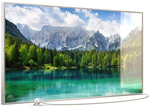 STEINFELD Heizsysteme® Glas Bild Infrarotheizung mit Thermostat | Made in Germany | viele Motive 350-1200 Watt Rahmen silber/alu (750 Watt, 057 türkisfarbener See)