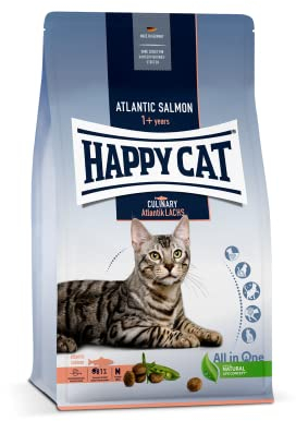 Happy Cat 70555 - Culinary Adult Atlantik Lachs - Katzen-Trockenfutter für ausgewachsene Katzen und Kater - 10 kg Inhalt