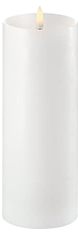 Uyuni Piffany Copenhagen Lighting Pillar LED Kerze tiefer Docht 7,8 x 20 cm Echtwachs Weiss - 6 Stunden Timerfunktion - Keine Brandgefahr, Keine Rußbildung und kein Geruch