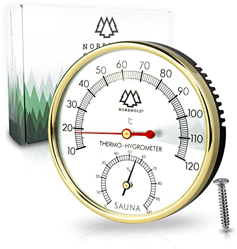 NORDHOLZ® Sauna Thermometer Hygrometer 2in1 - Zuverlässig & genau für die richtige Temperatur und Luftfeuchtigkeit - Sauna Hygrometer für eine wohltuenden Atmosphäre - Hochwertiges Sauna Zubehör