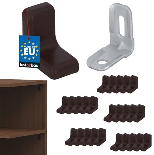 Kotarbau® - Set di 25 supporti per scaffali in metallo con finiture in plastica per mobili, colore wengé