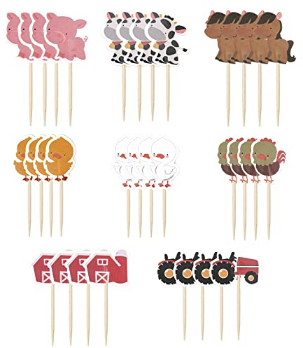 Rairsky 72 Decorazioni Per Torte A Forma Di Animali Della Fattoria, Per Compleanno, Per Bambini