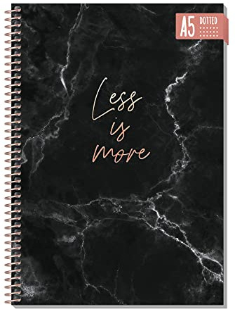paper&you® Dotted Journal A5 avec reliure à spirale Less is more 160 pages, carnet de notes à pois, bloc-notes collège - durable & respectueux du climat