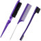 3 Piezas Peine Baby Hair, WitBicg Cepillo Baby Hair Peine Coleta Peine De Pulido Baby Hair Brush Cepillo Para Hacer Colas Adecuado Para Peluqueros Profesionales, Mujeres, Hombres, Niños (Púrpura)