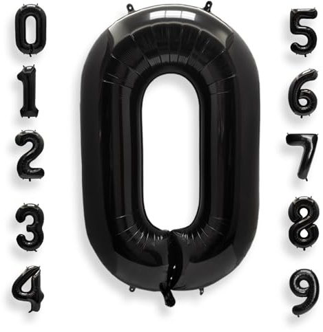 AULE Luftballon Zahl 0 Schwarz: XXL 101 cm Zahlen Folienballon Geburtstag Schwarze 0 Jahre 40 Zoll Helium Ballon Kinder Junge Mädchen Zahlenballon für Babyparty Jubiläum Deko