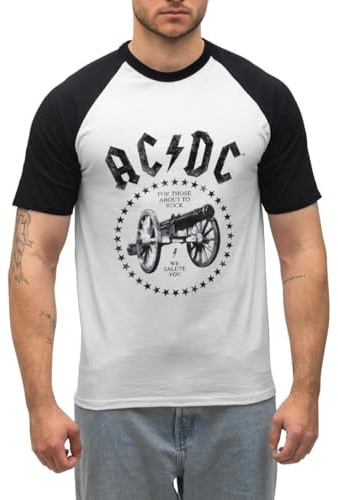 AC/DC for Those About to Rock Logo avec Canon T Shirt Baseball Homme