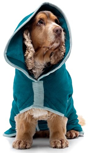 Lucky Pooch® Dog Robe - Luxurious Dog Bathrobe - Ultra Absorbent Dries Your Dogs in Minutes! Double-Layer, Super Soft Towel and Bath Robe All in One (XL, Teal)