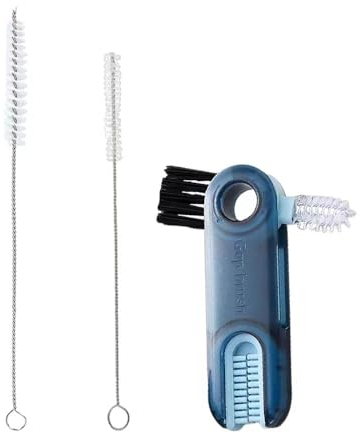 Cepillo Multifunción 3 en 1 y 2 Pcs Cepillos de Paja, Cepillo de Limpieza de Hendiduras y Botellas de Agua