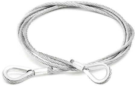 ALFA LOGISTIK Cable de alambre con guardacabos 4mm de diámetro 2m de longitud - Cable de acero con argollas - Cable de alambre con guardacabos - Cable de amarre