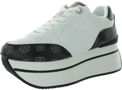 Guess Women's Camrio Sneaker, White/Black Logo 142, 9.5