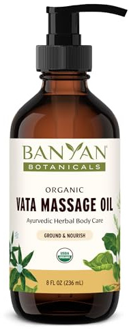 Banyan Botanicals Vata Massage Oil – Organic Herbal Massage Oil for Calm & Relaxation – Ayurvedic Oil with Organic Ashwagandha (Withania Somnifera) – 8 oz – Non-GMO Sustainably Sourced Abhyanga Oil