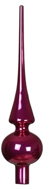 Kaemingk Punta per albero di Natale, in vetro, altezza 26 cm, diametro = 6 cm, lucida, decorazione per albero di Natale e albero di Natale, bacche – melograno
