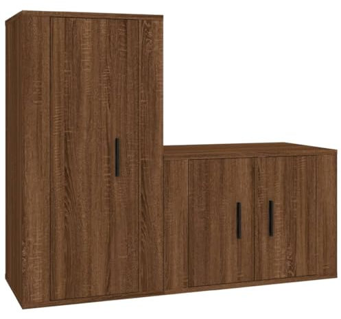 Helloshop26 Ensemble de Meubles Armoire Buffet TV télévision Salon Chambre séjour 2 pièces chêne Bois d'ingénierie Brun 02_0024421