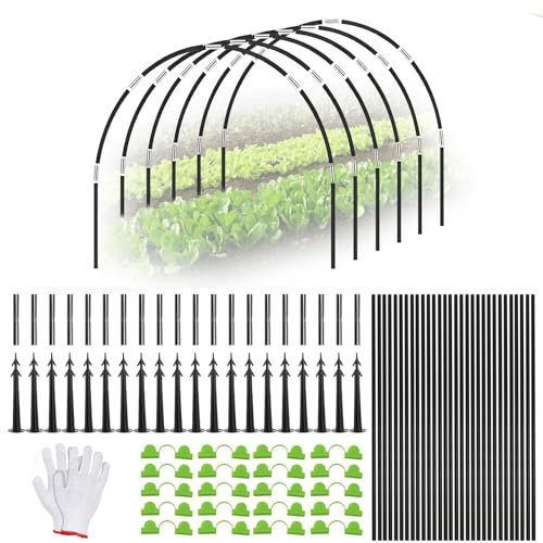 Arcos Invernadero Garden Tunnel - 92 Piezas Gardenaros, Túnel para Plantas con Guantes, Aros para Cultivar