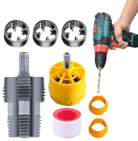 Macchina per filettare in PVC - Filettatrice per tubi in PVC, set di strumenti per filettare | Kit infilatore compatibile con trapano elettrico, tubo 'acqua Ppr Tubo in plastica in PVC 4 punti 6 p