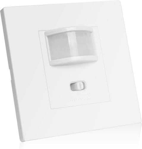 AXFEE Bewegungsmelder Innen Unterputz, Reichweite 9m/160°, Innen 230V Ersetzt einen Lichtschalter, Wand-Montage, 2-Draht Technik, Ersetzt Einen Lichtschalter, für Flur, Treppenhaus, Garage, Werkstatt