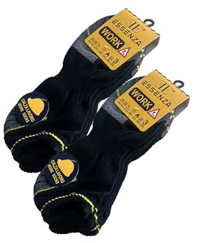 EE ESSENZA Lot de 6 paires de chaussettes professionnelles pour le travail unisexes, résistantes et confortables réf. ES3851, Noir , 43-46