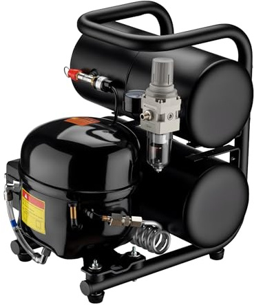 Wiltec Compresor para aerógrafo HO-826, aire comprimido 45-52 l/min de suministro, para pistola aerográfica, depósito de aceite de 2000 ml, de 3-8 bares para diseño con aerógrafo