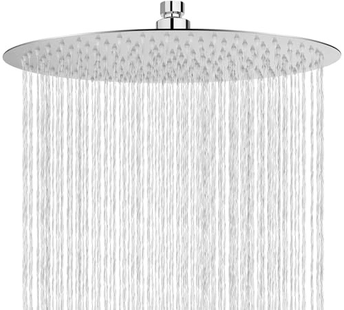 Vexnaro Soffione Doccia 30.48 cm, Testa Doccia Rotonda in Inox 304, Doccia Fissa con Regolazione 360°, Alta Pressione, Finitura Cromata, Facile da Installare e Pulire (30.48cm)