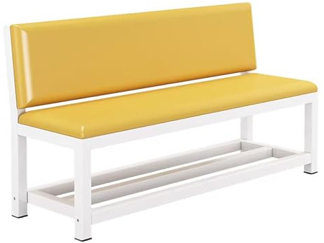 Vadderat säte i PU-läder, mottagningsstol med ergonomiskt ryggstöd, väntrumsbänk med förvaringsställ, för kontor, skola, klinik, entré (gul, 60 cm/23,6 tum)