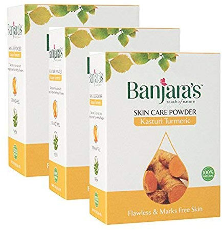 Banjara's Kasturi - Polvere curcuma per la cura della pelle, 300 g (100 g x 3 pezzi)