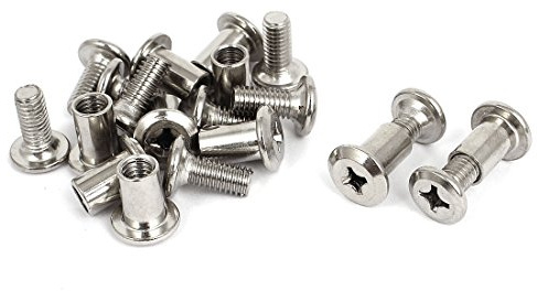 Aexit 10 Sets Nails, Screws & Fasteners M6 Phillips Socket Barrel Nuts Countersunk Head Cap Screw Nut & Bolt Sets Bolts Fasteners