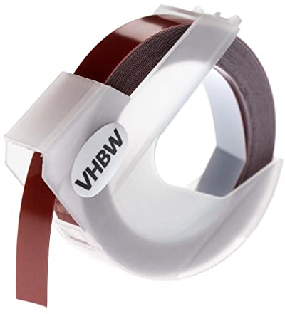 vhbw 1x 3D Prägeband-Schriftband-Kassette kompatibel mit Dymo 15447, 1535, 1540, 1550, 1570, 1575 Etiketten-Drucker 3m x 9mm Weiß auf Kastanienbraun