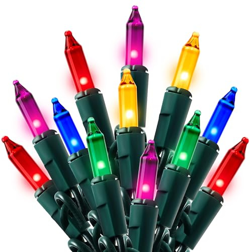 Joiedomi Multicolor Christmas String Lights,100 Count 21.4FT Christmas Fairy Tree Lights Plug in for Indoor Outdoor Xmas Decorations Patio Holiday Theme Party Yard House,Green Wire