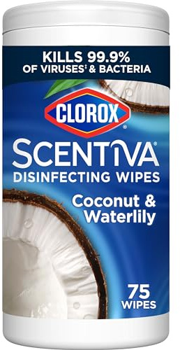 Clorox Scentiva Disinfecting Wipes, Coconut and Waterlily, Antibacterial, 75 Count