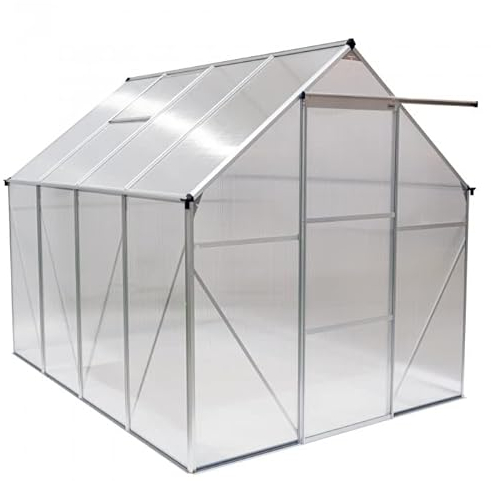 GRINDI - Gewächshaus klein 4,8 m² Viola II - Gartenhaus - Carport Aluminium - Dachfenster - Polycarbonat Hohlkammerplatten - Growzelt - Tomatengewächshaus - Anlehngewächshaus Winterfest