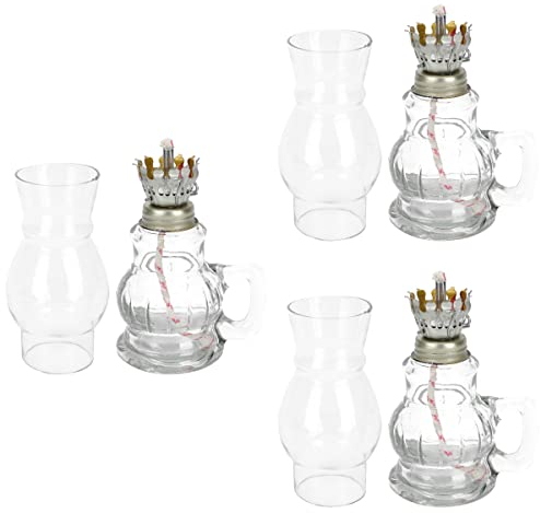 Angoily 3 Stück Glas Petroleumlampe Laternenkammer Öllampe für Den Innen- Und Außenbereich