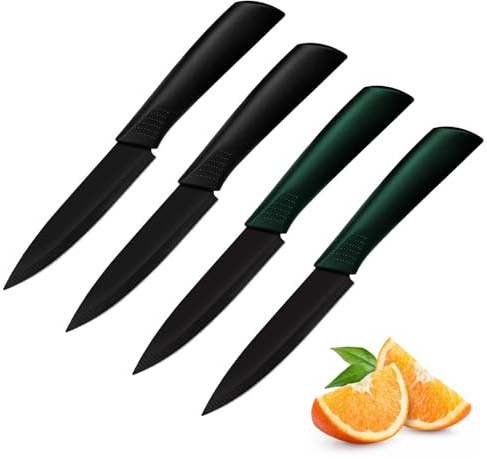 Lomgwumy Fruit Knife, Fruit Knife Set, The Black Blade is More Advanced, Fruit Knives Small is Suitable for Most Vegetables, Fruits and Meat（Black and Green） (4)