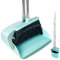 XXFLOWER Dustpan and Brush Sets, Long Handled Dustpan and Brush Set with Comb Teeth, Large Capacity, Upright Sweeping Brush Set for Indoor Kitchen Lobby Office Sweeping Pet Dog Hair (Green)