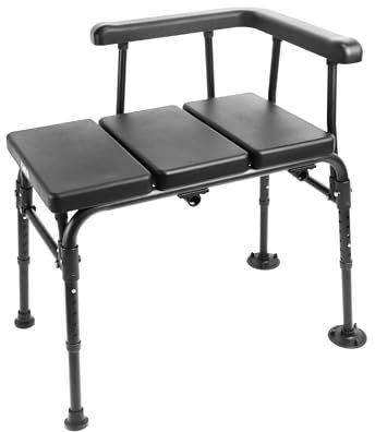 KMINA - Badewannensitz Senioren mit Gepolstertem Griff, Duschstuhl Verstellbar, Erwachsene Schwarz - Made in Europe