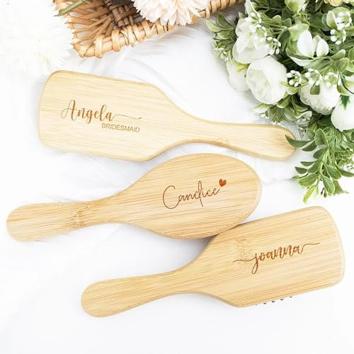 Personnalisée Brosse À Cheveux Avec Nom Pour Femmes, Hommes, Filles, Garçons, Brosse À Cheveux En Bambou Pour Cheveux Épais, Bouclés, Longs, Courts, Brosse Cheveux Homme Et Femme