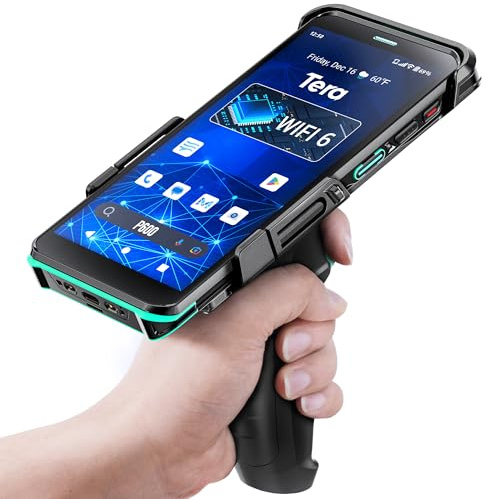 Tera Android 11 Barcode Scanner PDA Wi-Fi 6 Ready Handheld Mobile Computer 6” Full Screen Qualcomm CPU HS7 Scan Engine IP67 Rating 4+64 GB QC 3.0 Fast Charge Inventory Scanner with Pistol Grip P600