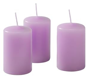 Cereria di Giorgio Risthò - Velas de 4 cm de diámetro, 7 cm de altura, color violeta y polvo - Paquete de 12 unidades