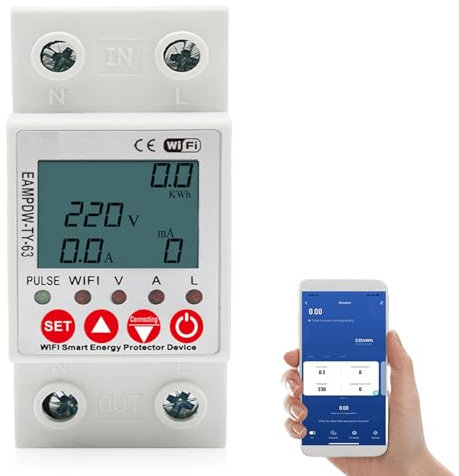 Smart Compteur D'énergie Monophasé, Compteur électrique Monophasé, WIFI 63A AC80-400V, Numérique Compteur électrique, Compteur D'énergie Intelligent, Monophasé Compteur De Consommation