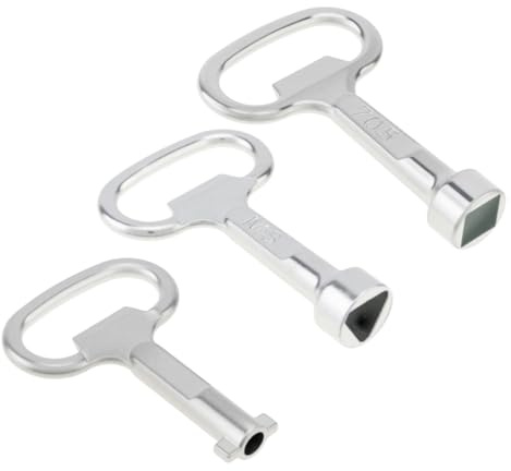 OriGlam 3pcs Multi-function Triangular Socket Spanner Key, Square, Key-Shape Socket Spanner Key, Electrical Cabinet Gas Water Meter Switch Keys for Elevator Lift Door