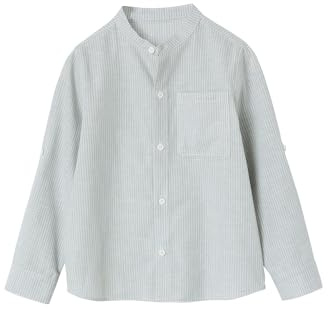 VERTBAUDET Chemise Rayée Col Mao Garçon Boutonné Lin