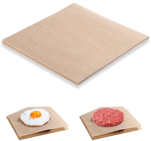 100Pcs 6 X 6 Unbleached Parchment Paper, Square Baking Paper Sheets Burger Patty Papers Nonstick Precut Square Baking Parchment for Seperating Patty Cookies Storing Foods Wrapping Candies(Brown)