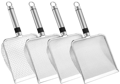 Cribador de Tierra,Pala Cernidora de | Juego de 4 Piezas Cribador de Suelo Resistente con Mango para Compostaje Cuidado de Bonsáis Minería de Oro Búsqueda de