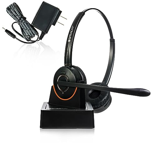 Spracht HS-2051 Dual Ear Wireless Bluetooth Headset with Base Station | Wireless Headset for Work | Wireless Headset with Microphone | AI-Powered Noise Cancelling Headset (not for Desktop Phones)