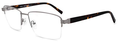 MOSTAR Fashion Square Non-prescription Eyeglasses for Men Half Rimless Metal Spectacles Large Frames Clear Lens Eyewear