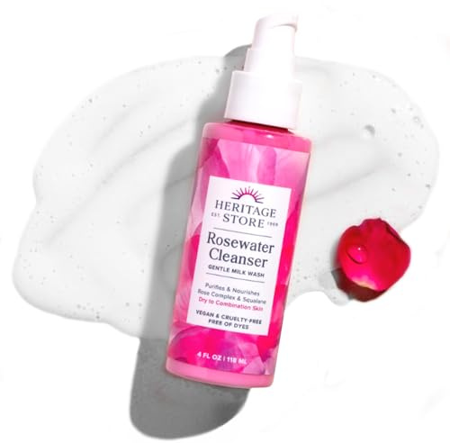 Rosewater Cleanser, Gentle Milk Wash, 4 fl oz (118 ml), Heritage Store