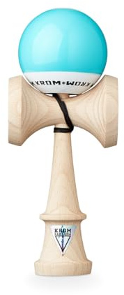 KROM - Kendama Pro Pop LOL Bleu Clair - Bilboquet Japonais - Jouet en Bois pour Adulte et Enfant - Pack : Ficelle de Rechange + Stickers offerts