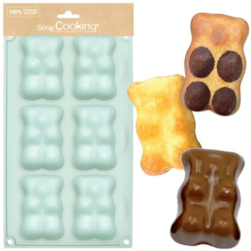 ScrapCooking - XL-Silikon-Bärenform - 6 Formen für Teddybär Kuchen - Weiches Backutensil - Backofen- & Gefrierschrankgeeignet - Wassergrün - 3000