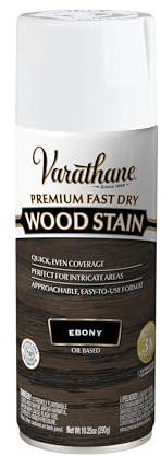 Varathane Premium Fast Dry Wood Stain Spray | 1 Hour Dry Time | 1 Coat Color | Interior Wood Stain | Furniture, Cabinets, Doors, Trim | 10.25 oz | Ebony