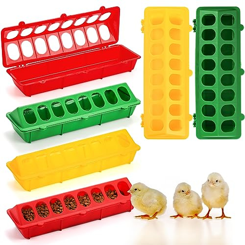 Coloch Lot de 6 mangeoires à volaille à Couvercle Rabattable en Plastique Multi-Trous pour Pigeons, cailles, canetons, canetons, Canards, Poulet